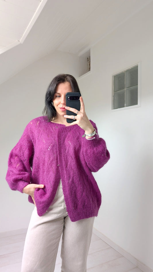 Cardigan laine et mohair fait main du 34 au 44