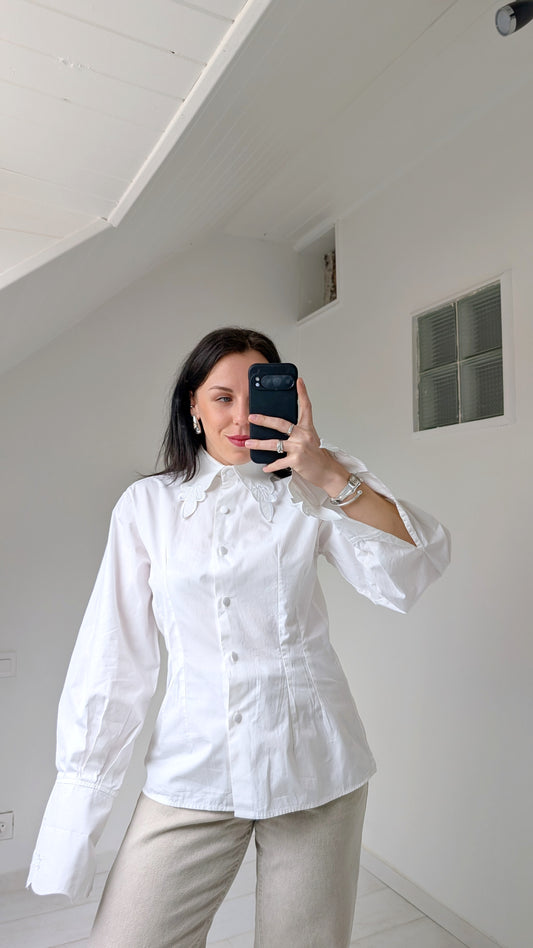 Chemise coton aux détails 80s T36