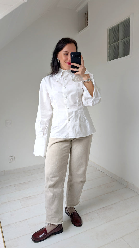 Chemise coton aux détails 80s T36