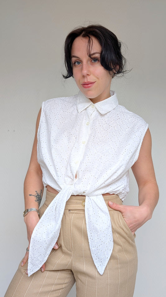 Blouse 80s broderies anglaises T42-44