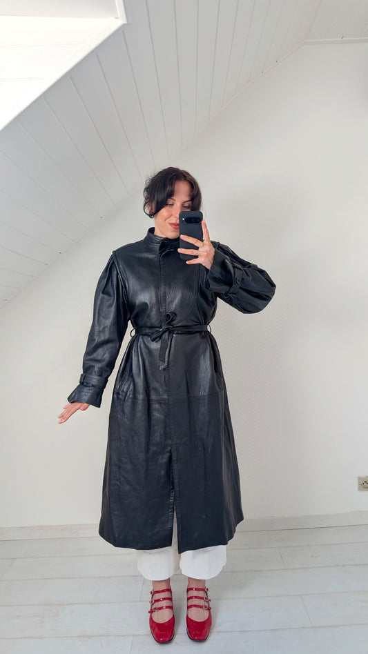 Trench cuir 1980 cuir agneau T38