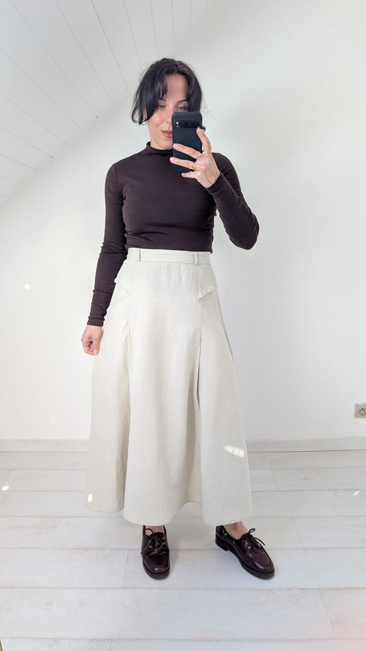 Jupe midi coton et lin T36