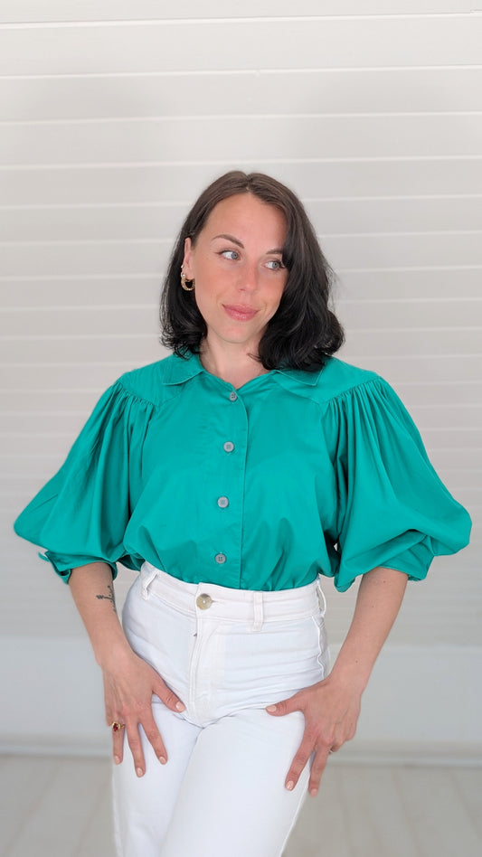 Blouse coton manches ballons du 34 au 40