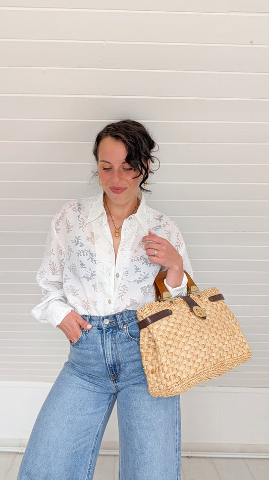 Panier 70s raphia naturelle