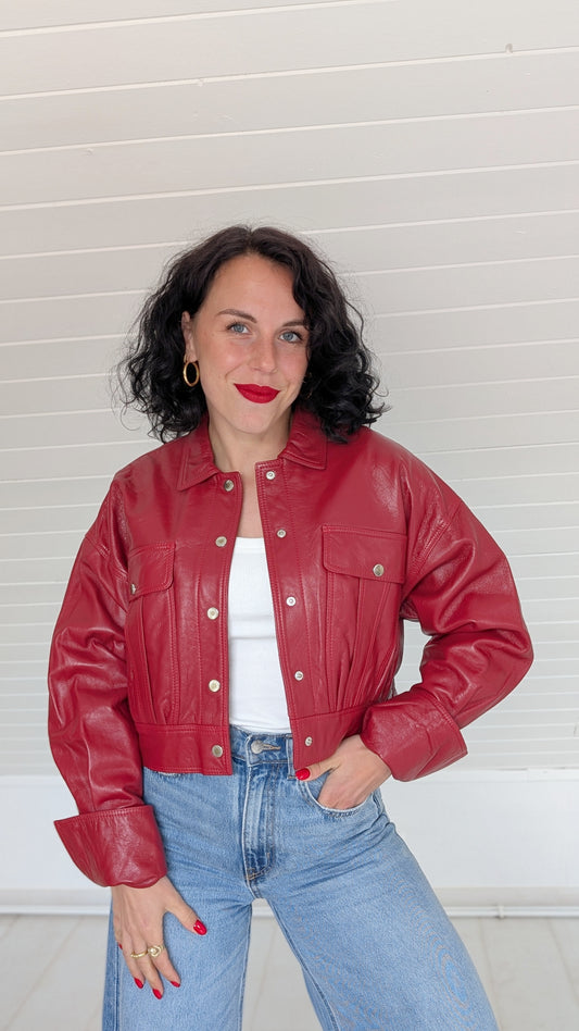 Veste/bombers cuir véritable T36-38