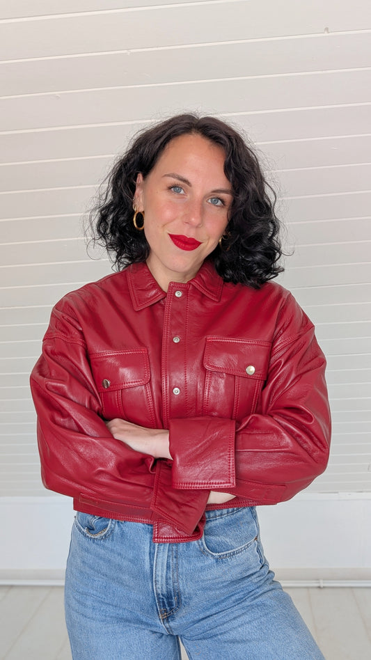 Veste/bombers cuir véritable T36-38