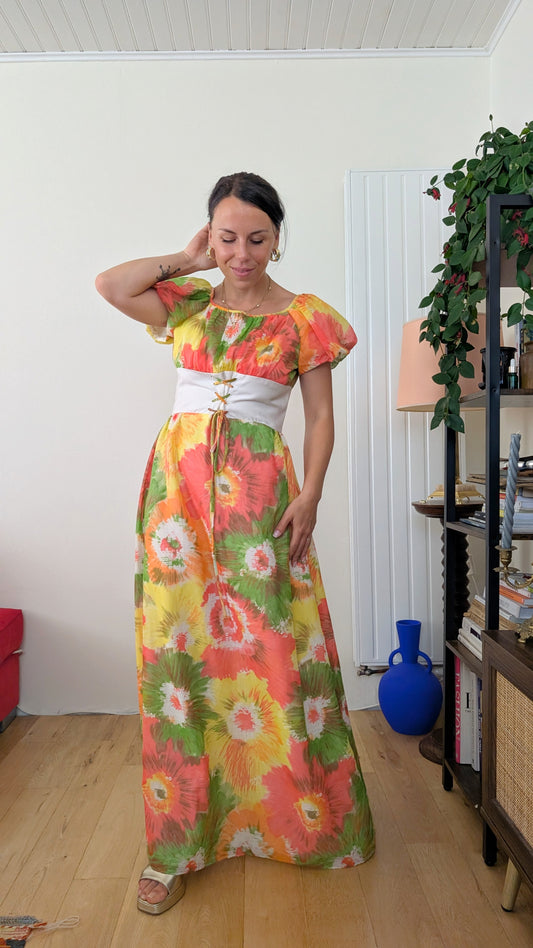 Robe maxi 70s faite main T36