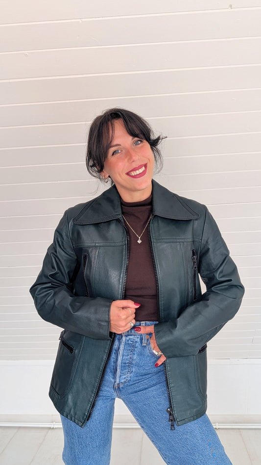 Veste cuir 70s T38