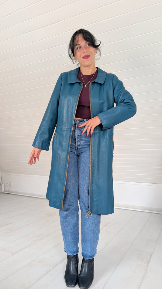 Trench en cuir 1970 rare T36