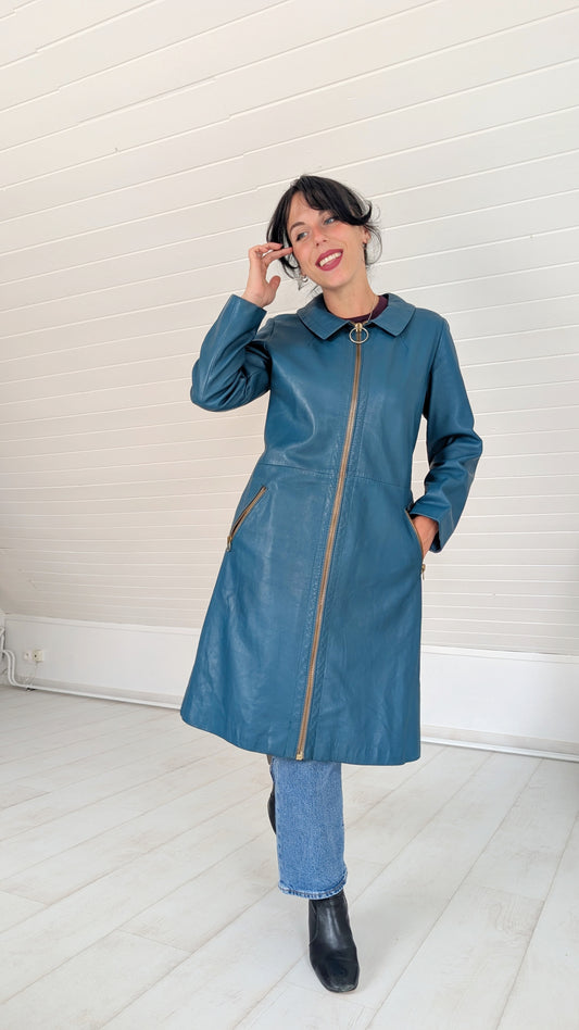 Trench en cuir 1970 rare T36