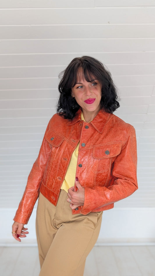 Veste en cuir 90s T38