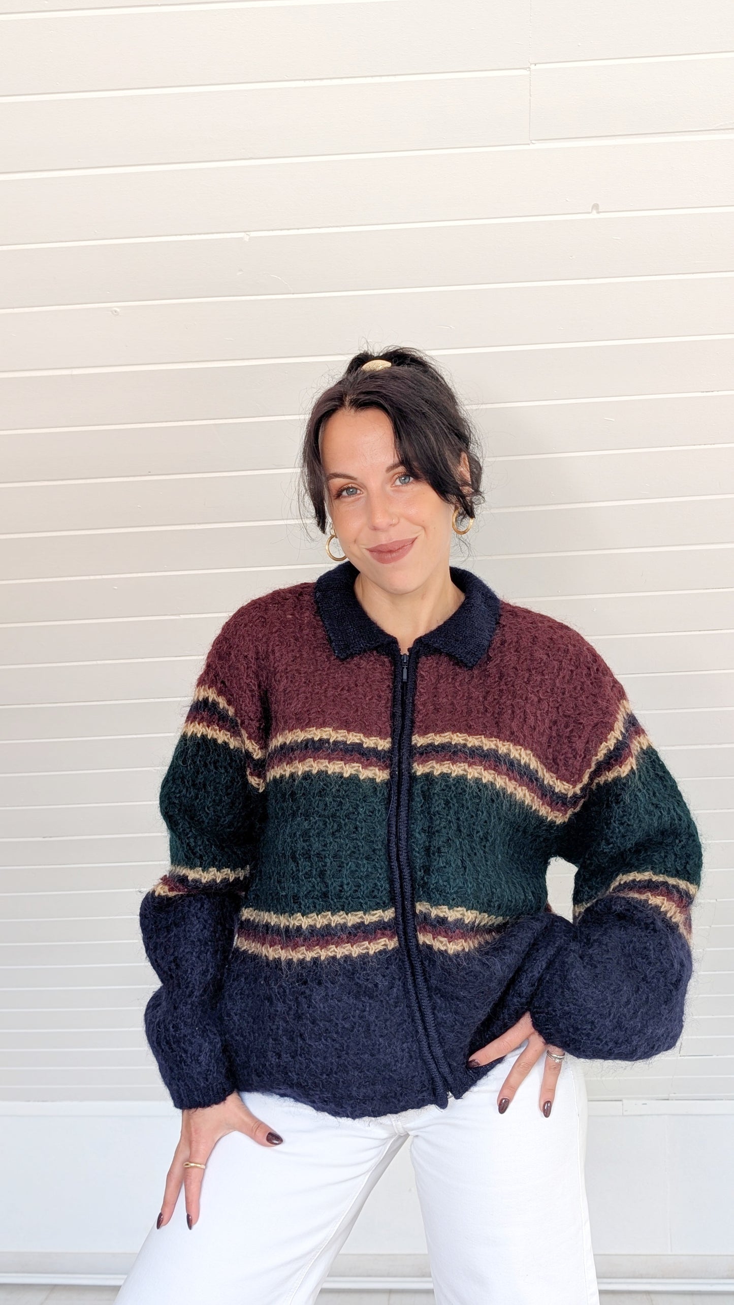 Cardigan laine et mohair 80s T40-42