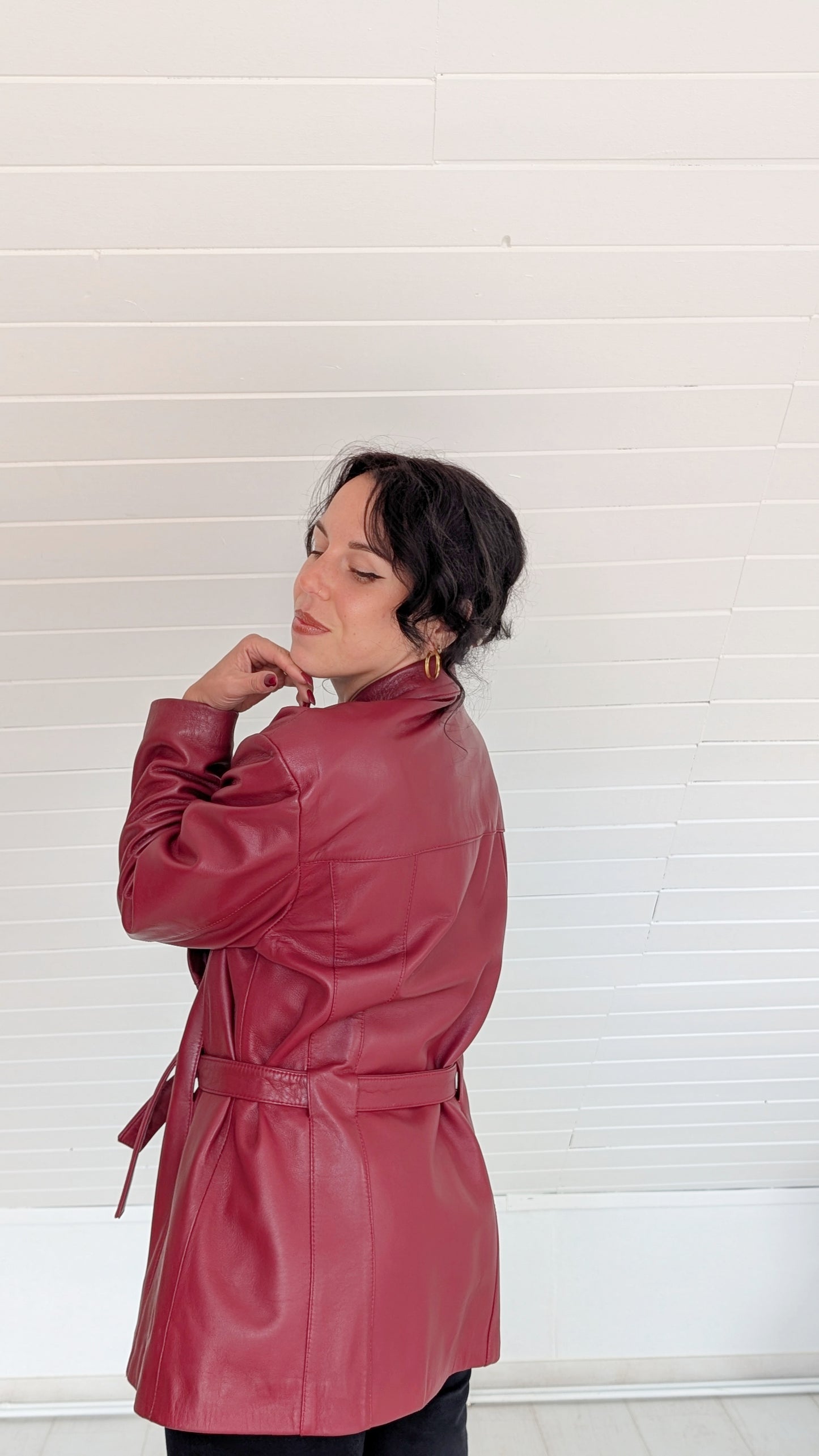 Veste cuir bordeaux T42