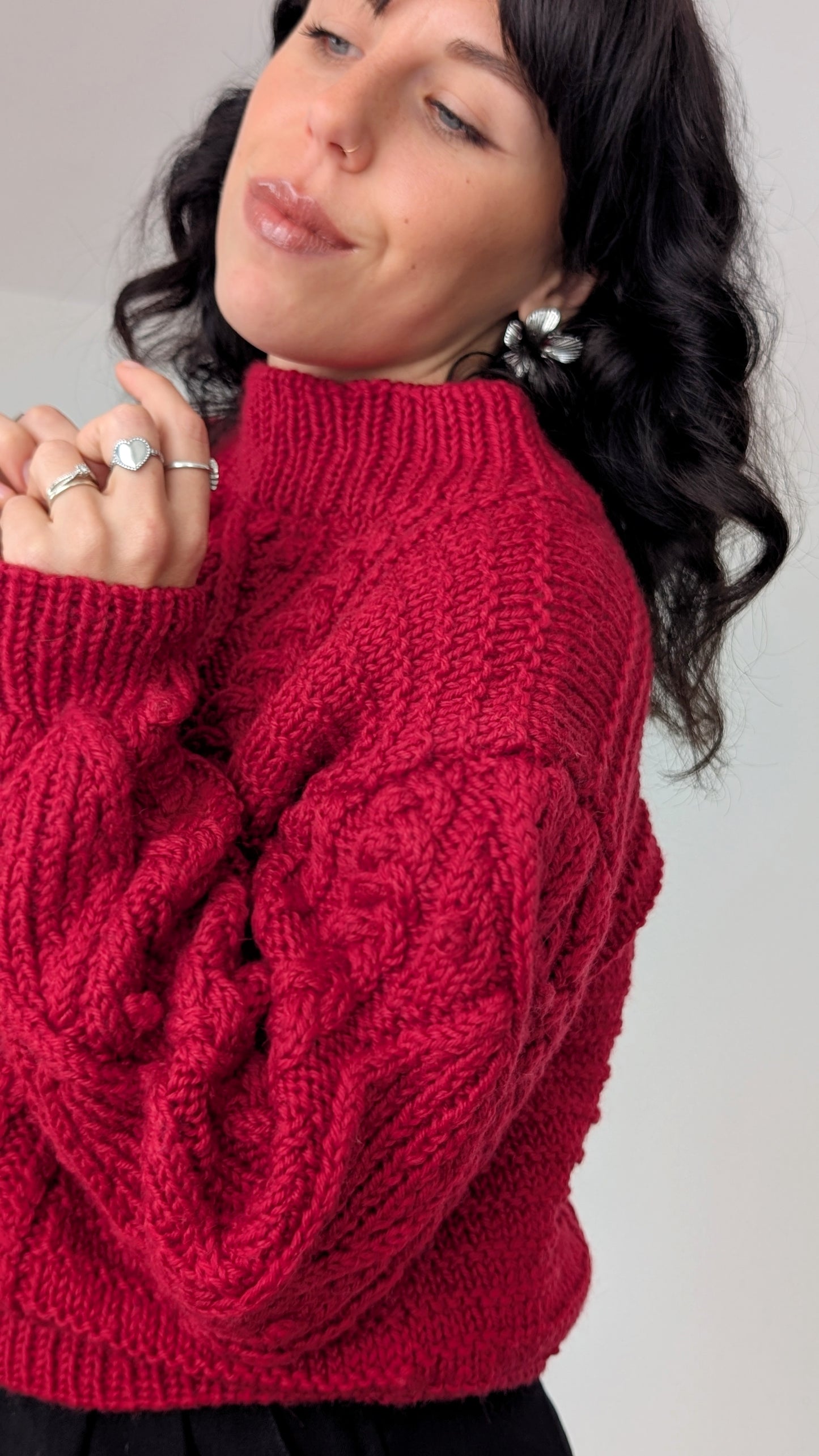 Pull laine tricoté main taille 40-42