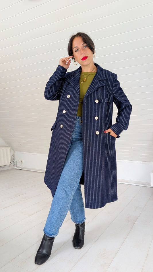 Manteau rayé laine 70s T36-38