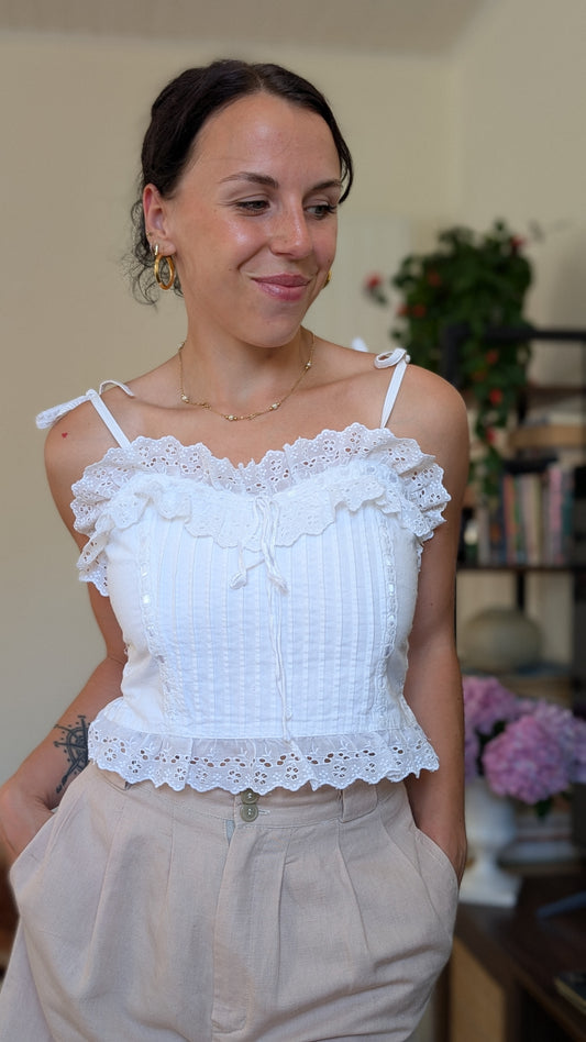 Haut bustier coton broderies T36/38