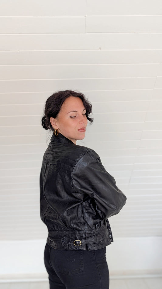 Veste bombers cuir 80s T38