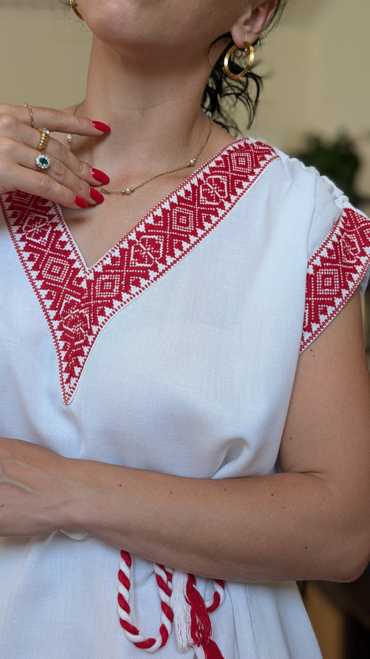 Haut 70s brodé viscose T42