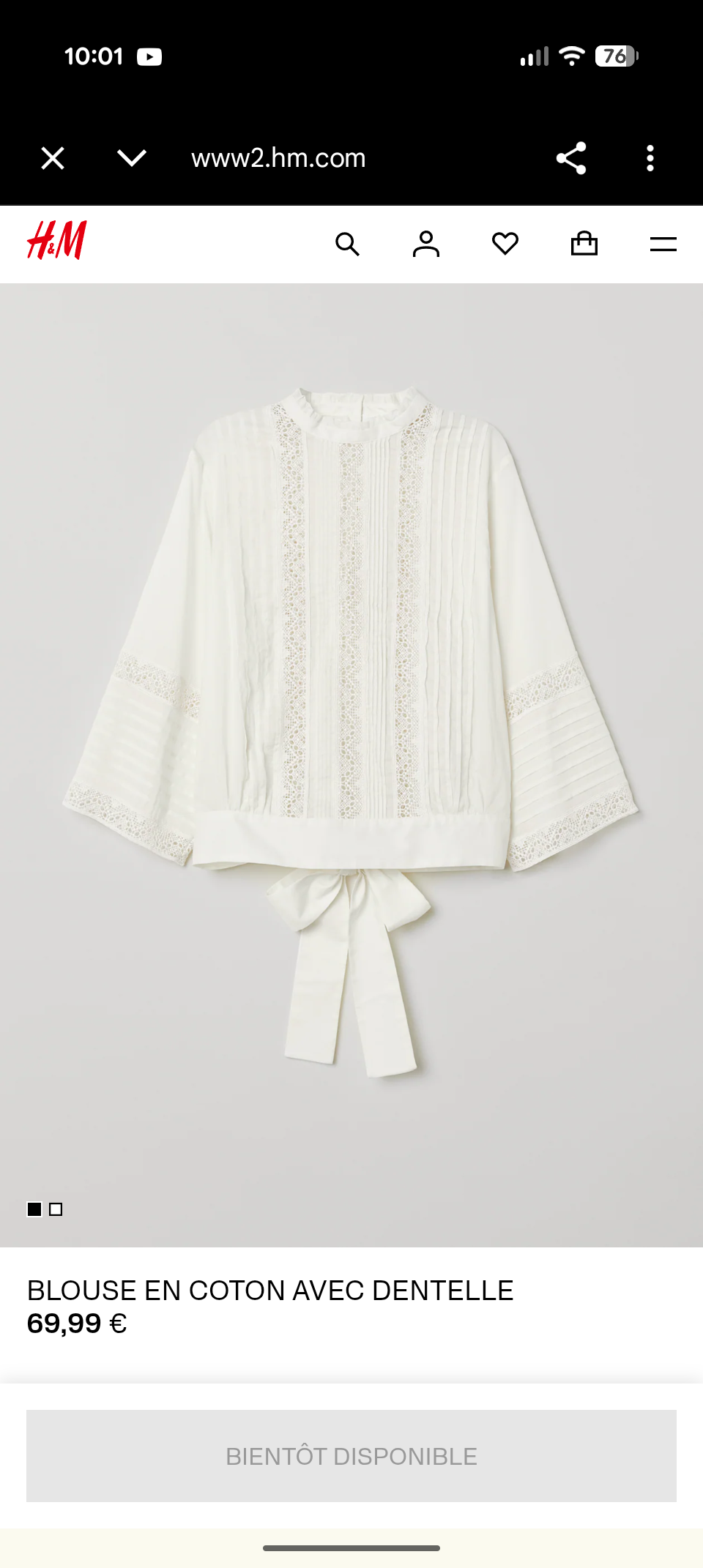 Blouse coton broderies T 36-38-40