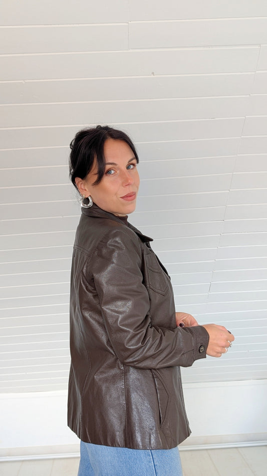 Veste/surchemise cuir 70s T36-38