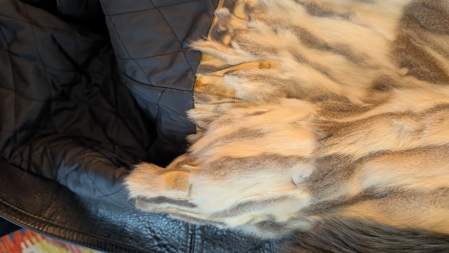 Trench cuir et fourrure 1970 rare T36-38