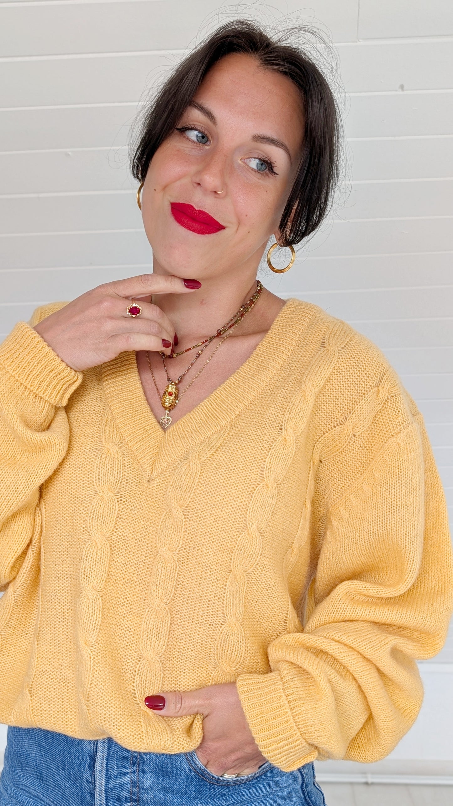 Pull jaune pure laine T40-42