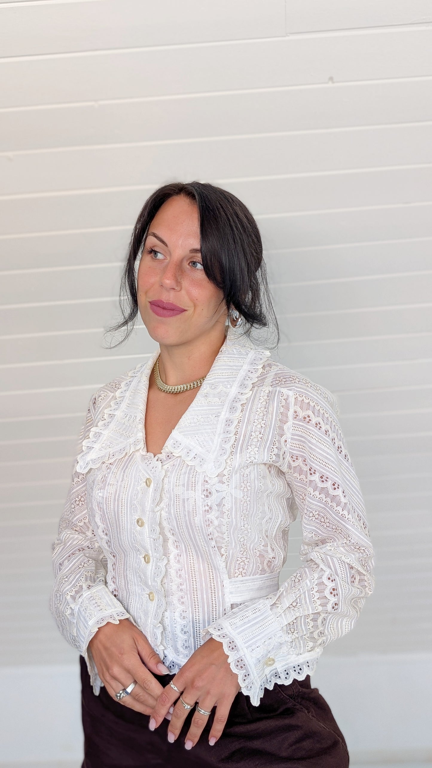 Blouse 70s dentelle T36-38