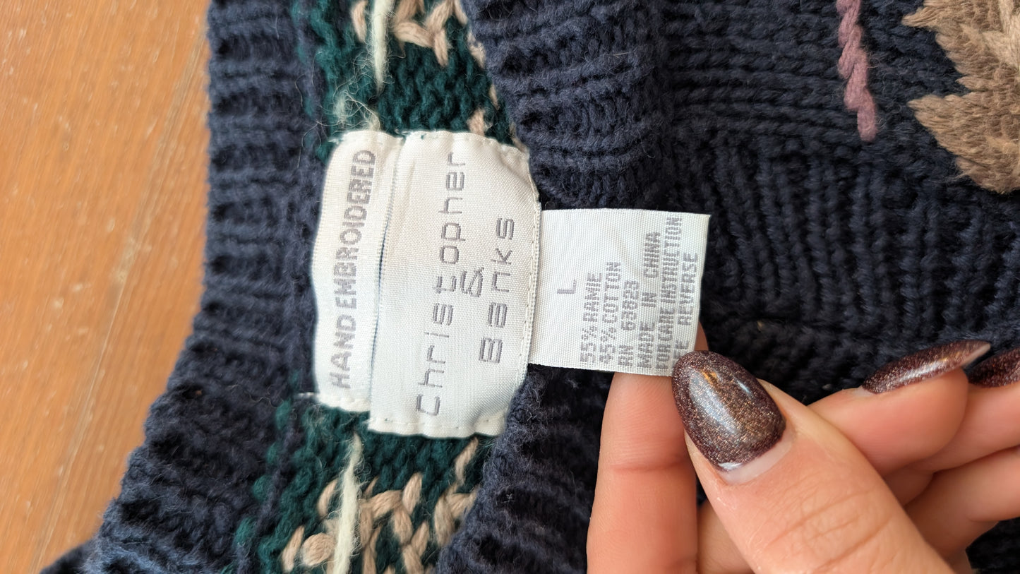 Cardigan coton et ramie brodé à la main T40-42