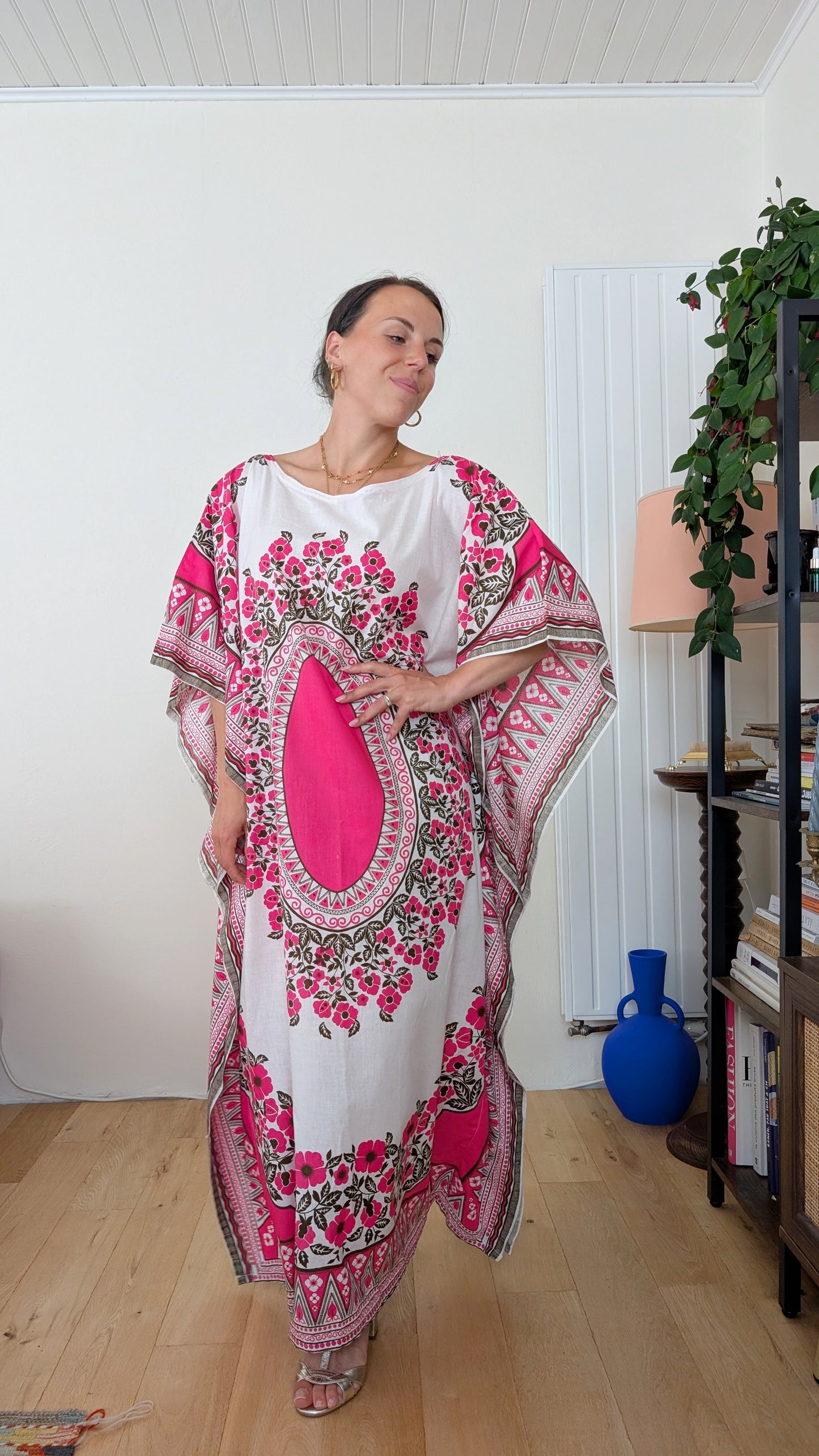 Robe caftan coton 70s taille unique
