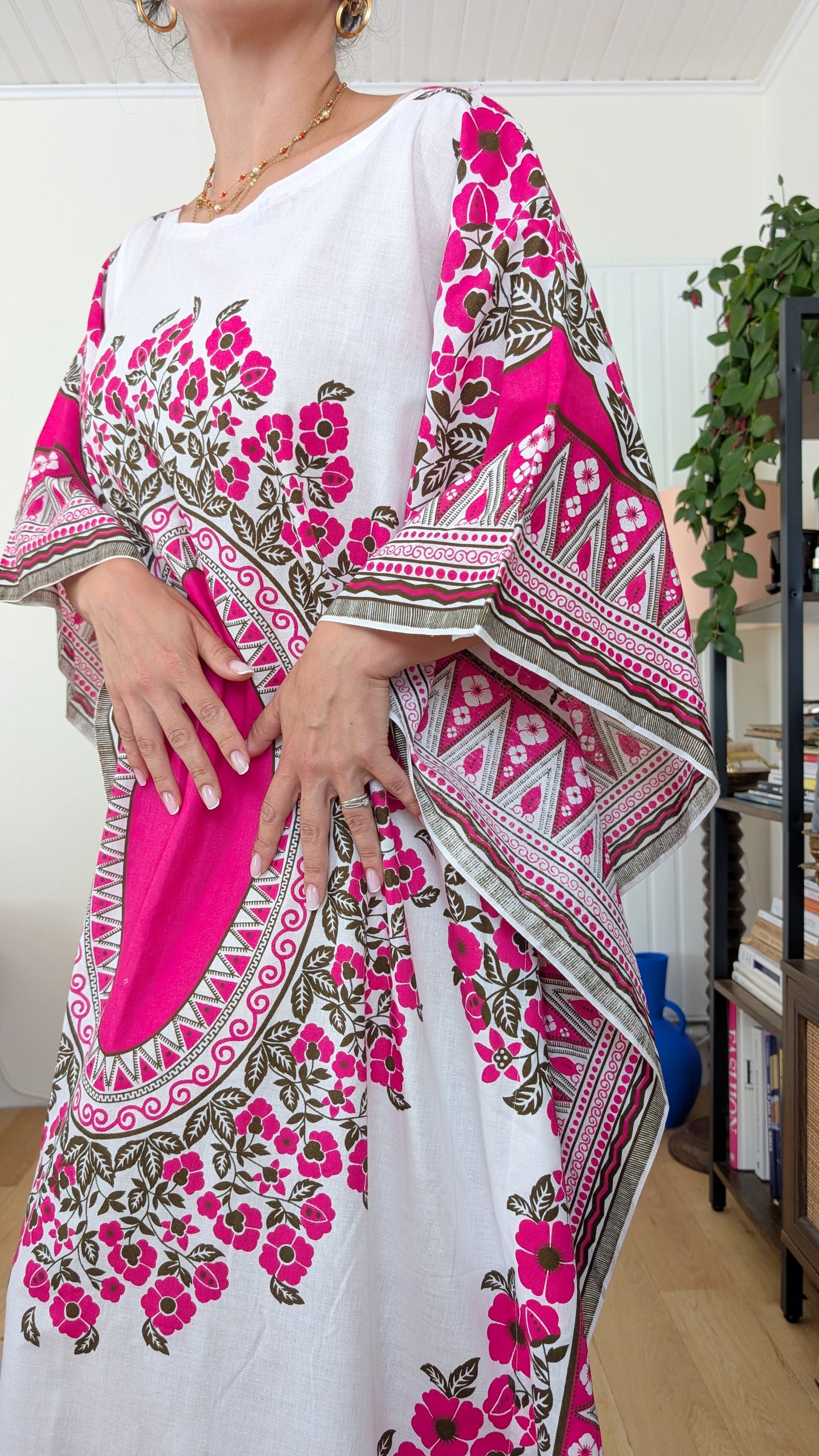 Robe caftan coton 70s taille unique