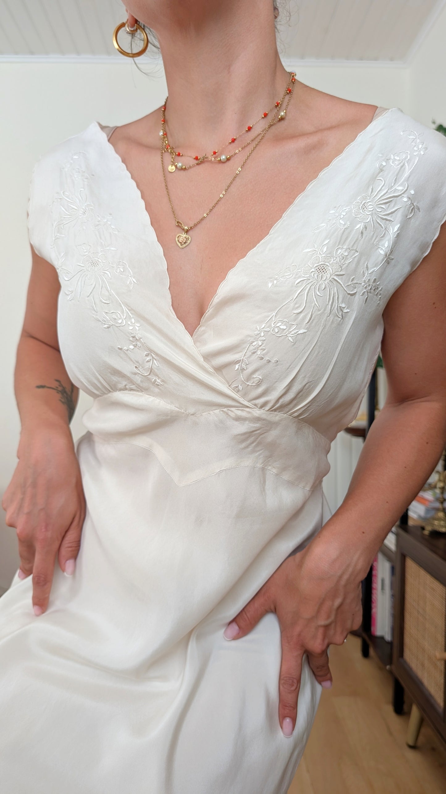 Robe soie broderies manuelles T40
