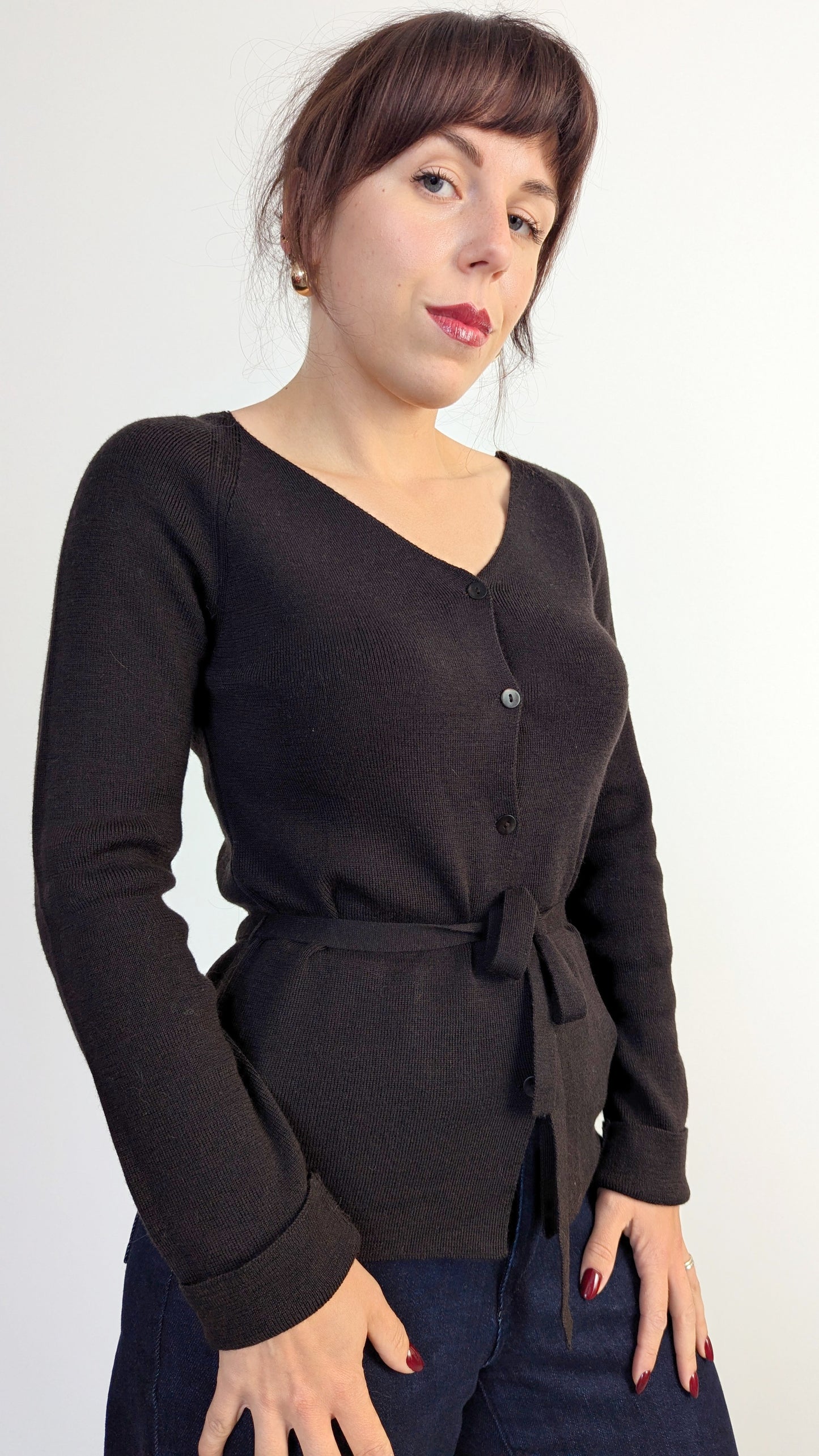 Cardigan laine avec ceinture taille 34-36