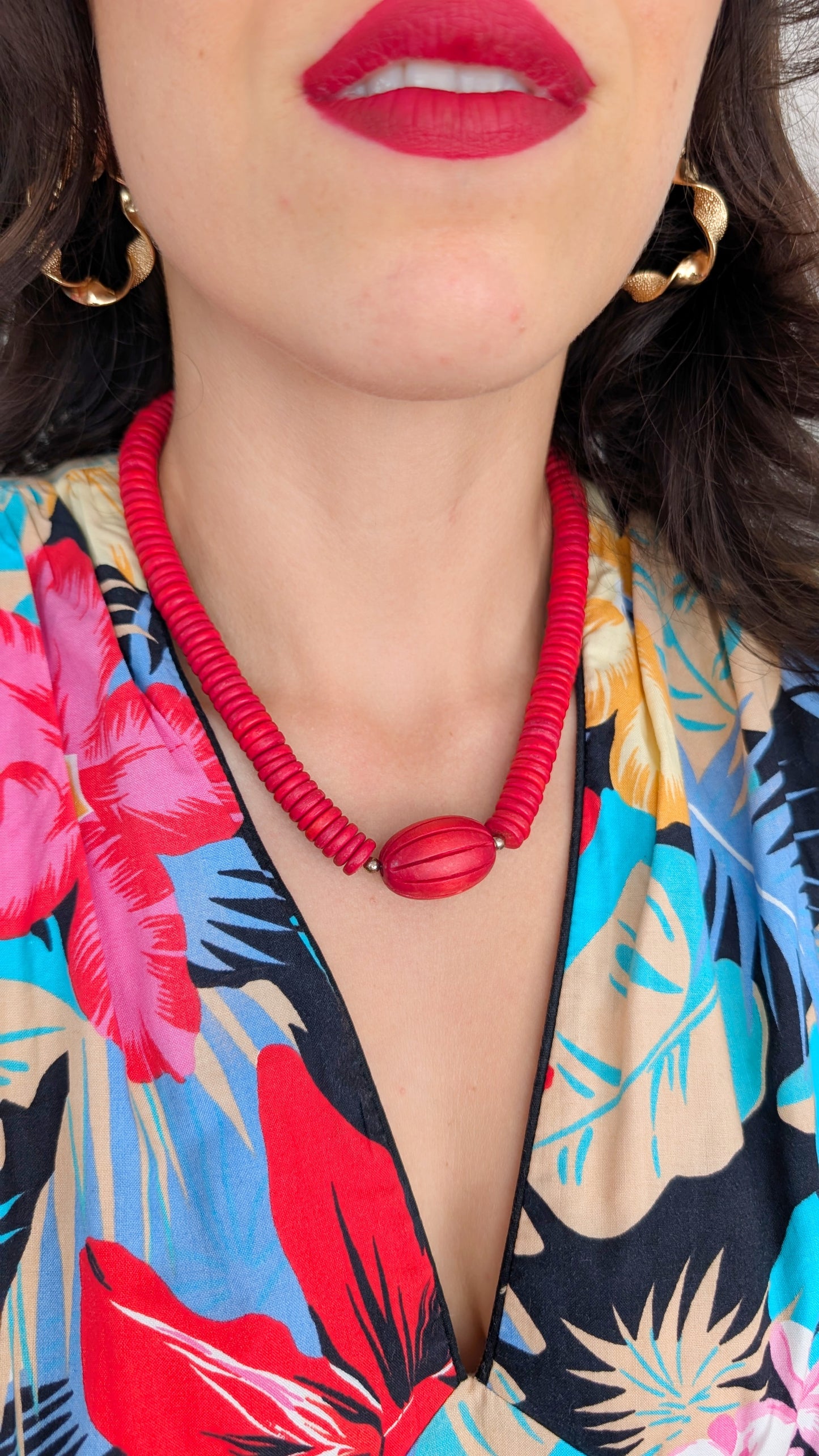 Collier bois rouge