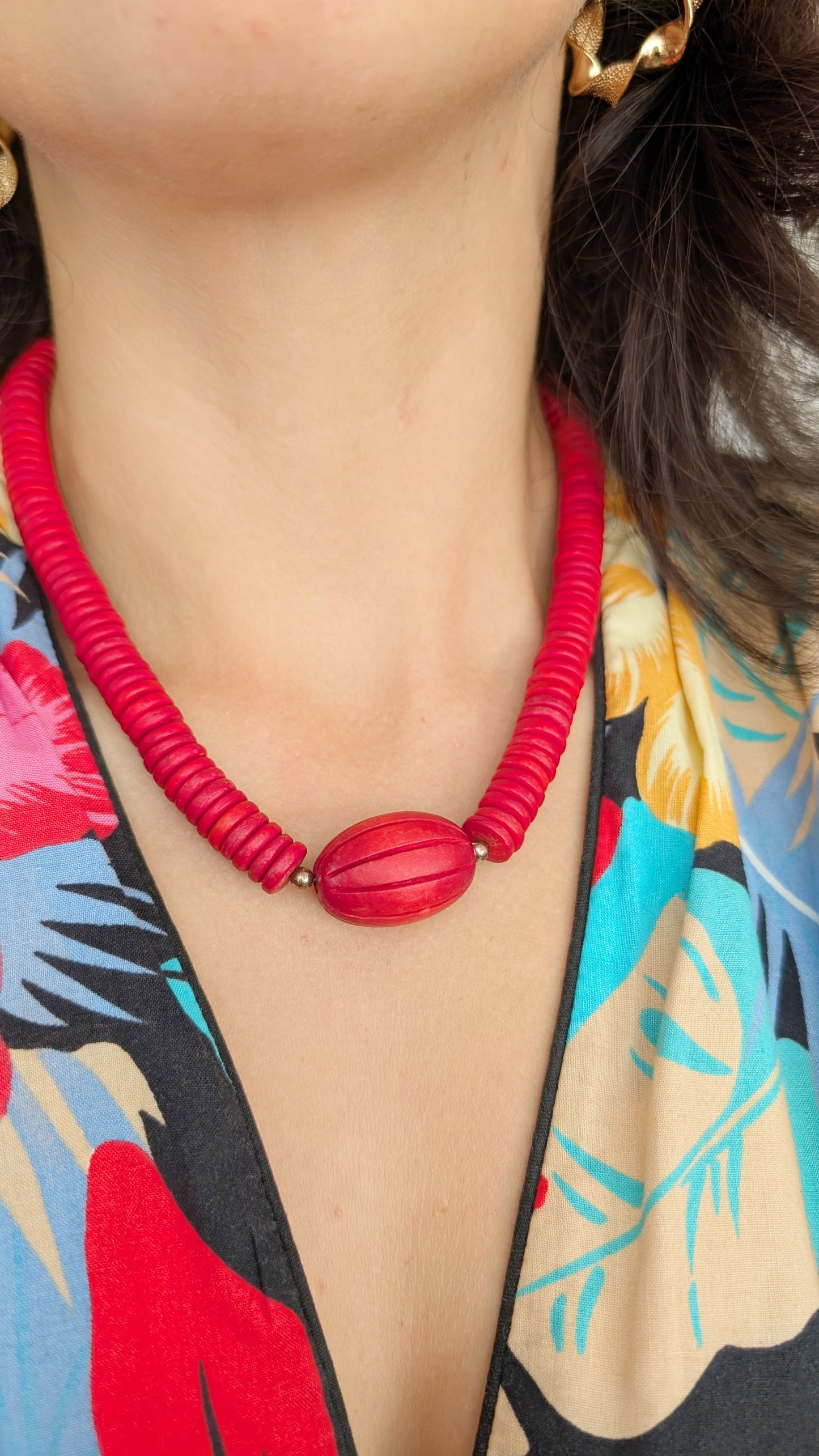Collier bois rouge