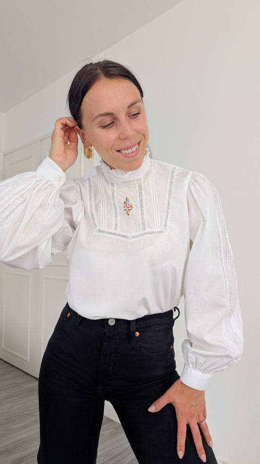Blouse romantique coton T38