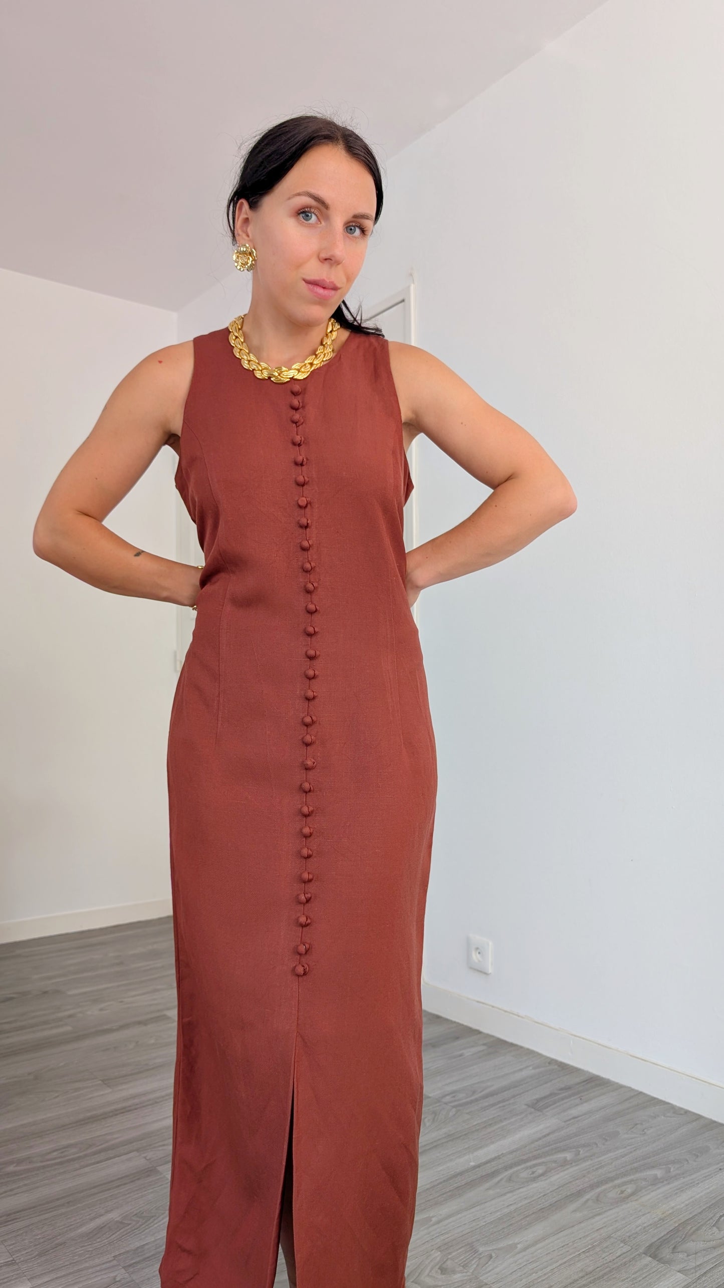 Robe ramie et viscose 90s T40