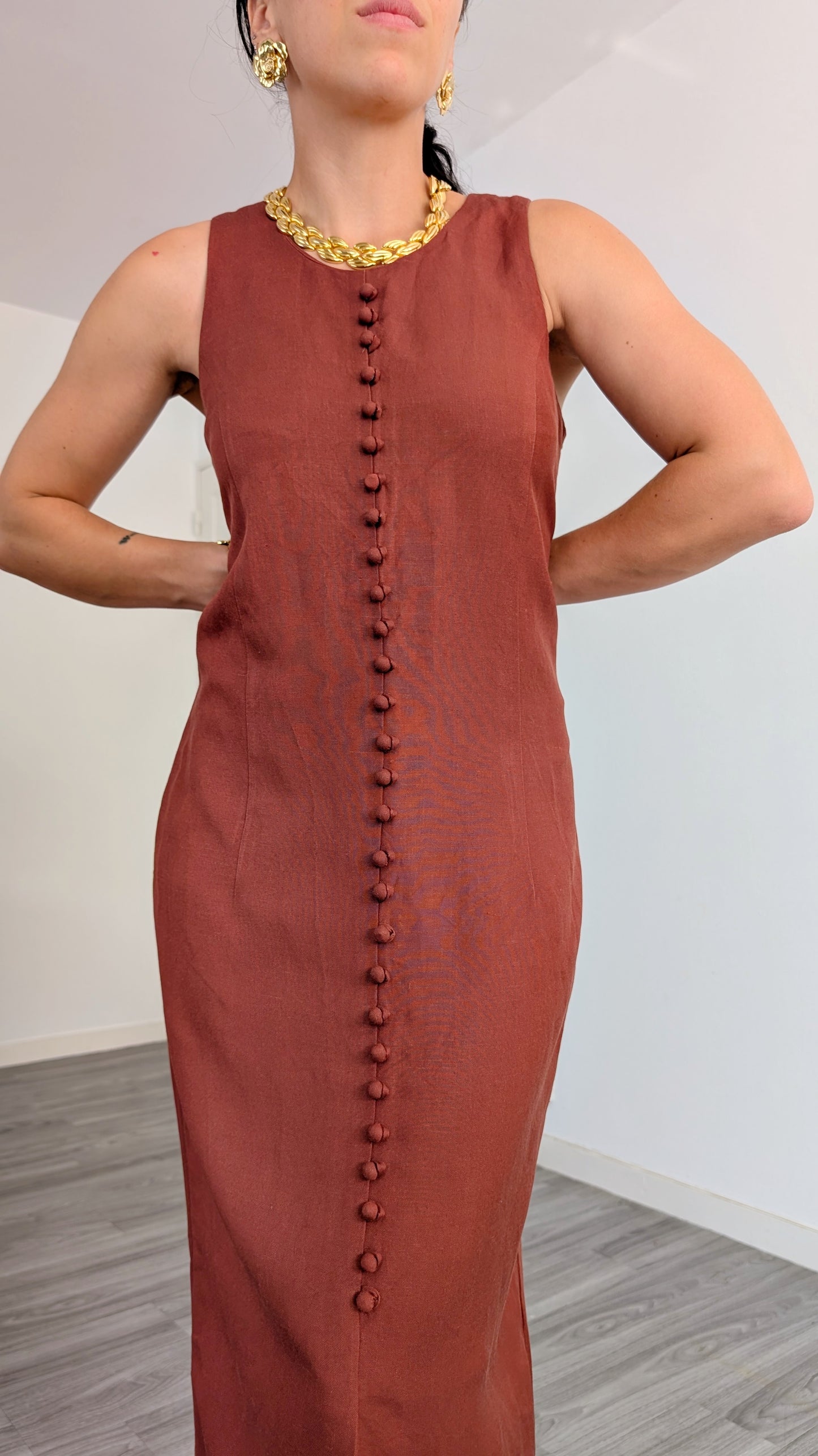 Robe ramie et viscose 90s T40