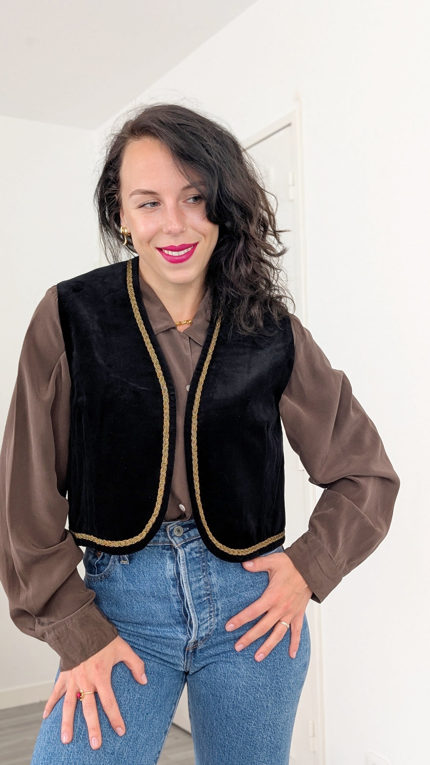 Veste sans manches velours T36-38