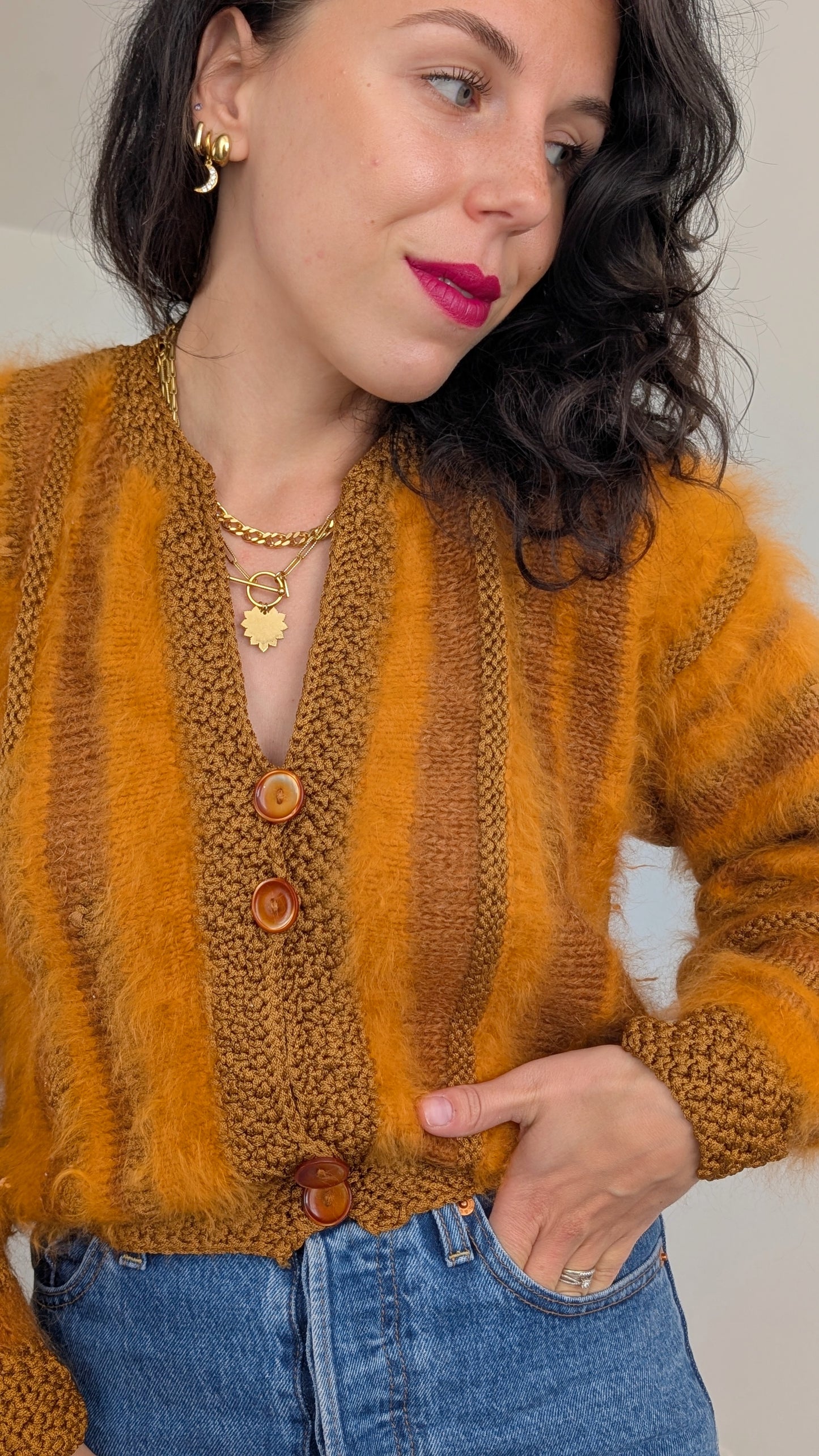 Cardigan angora fait main T36