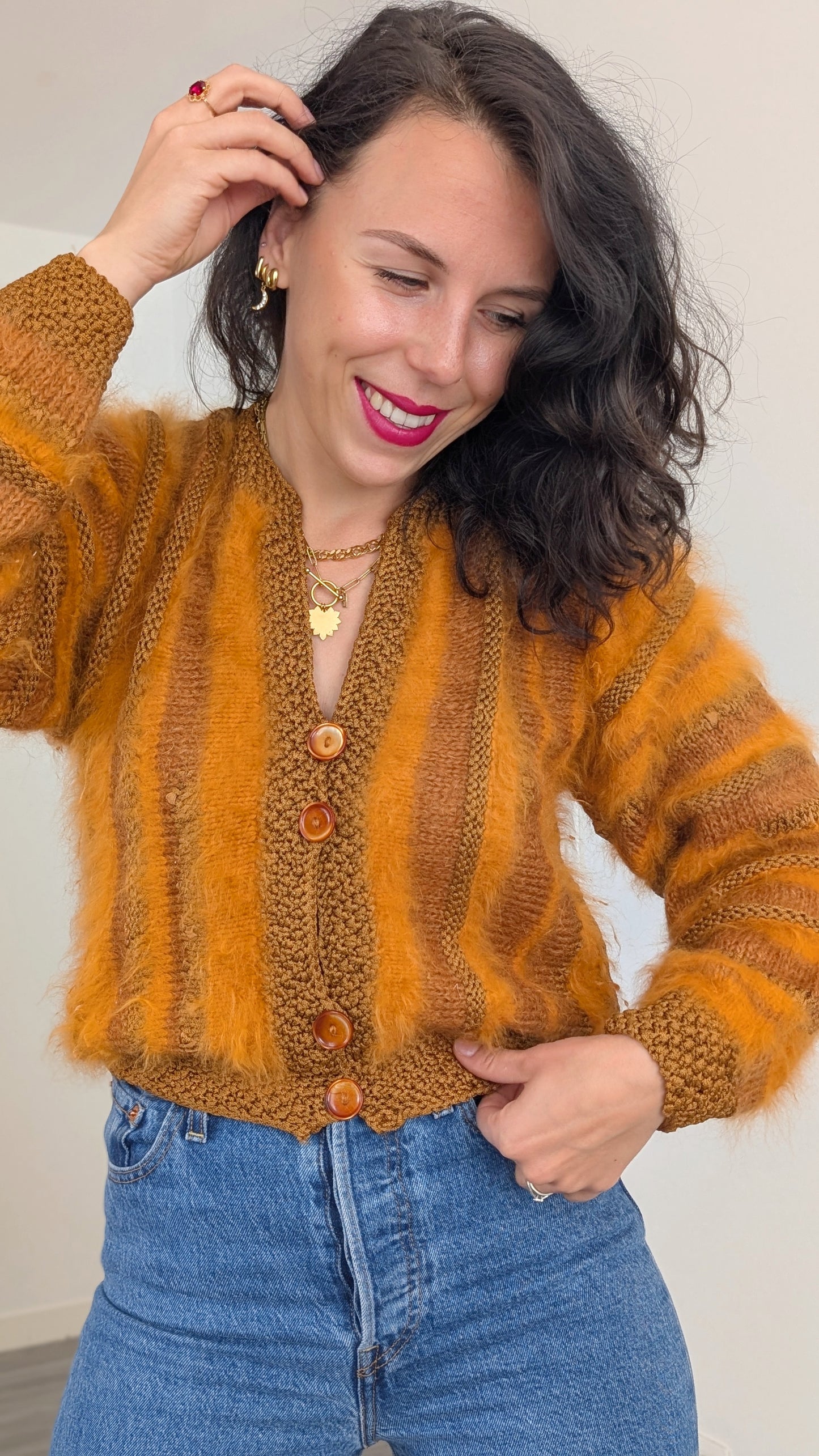 Cardigan angora fait main T36