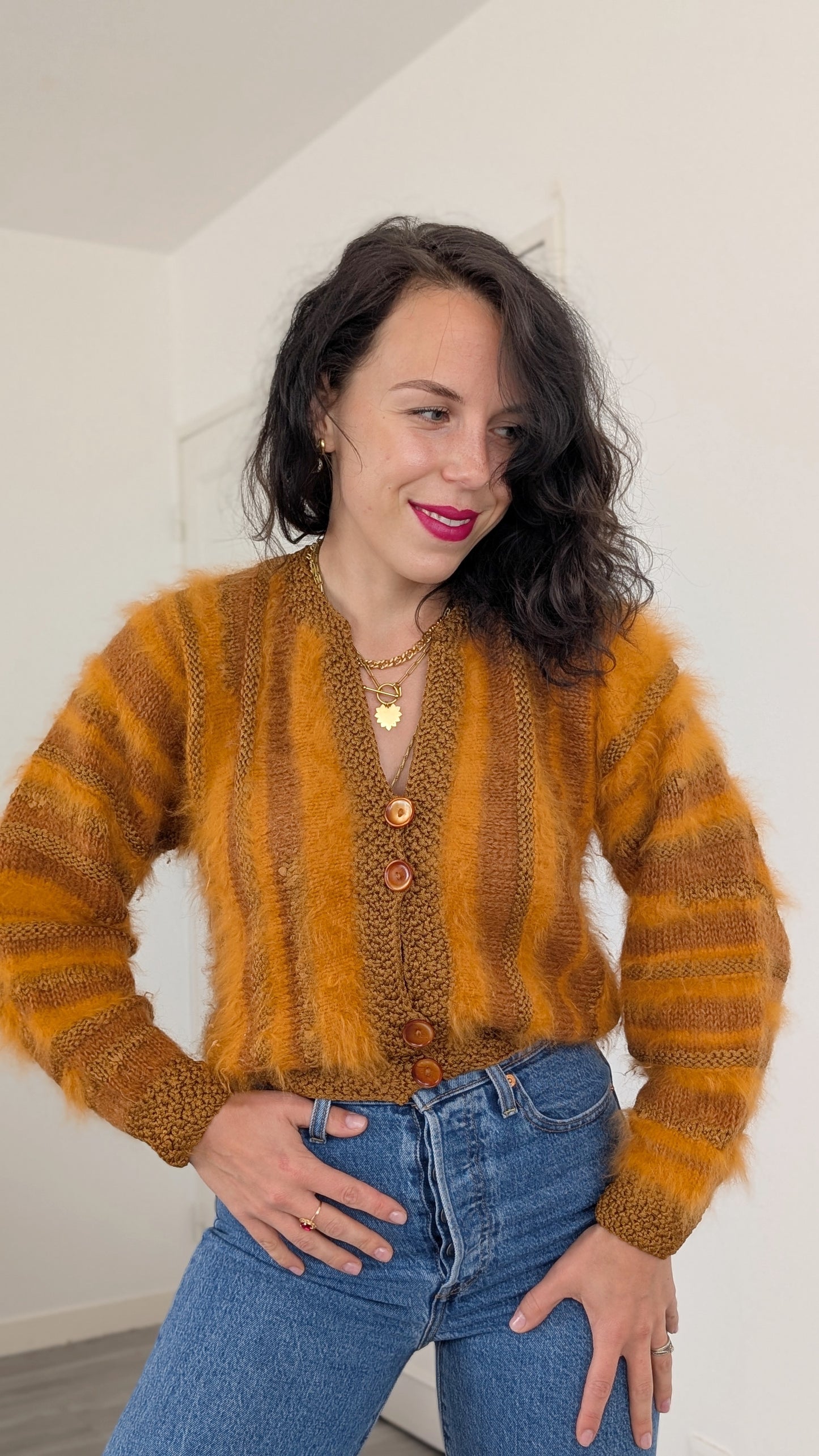 Cardigan angora fait main T36