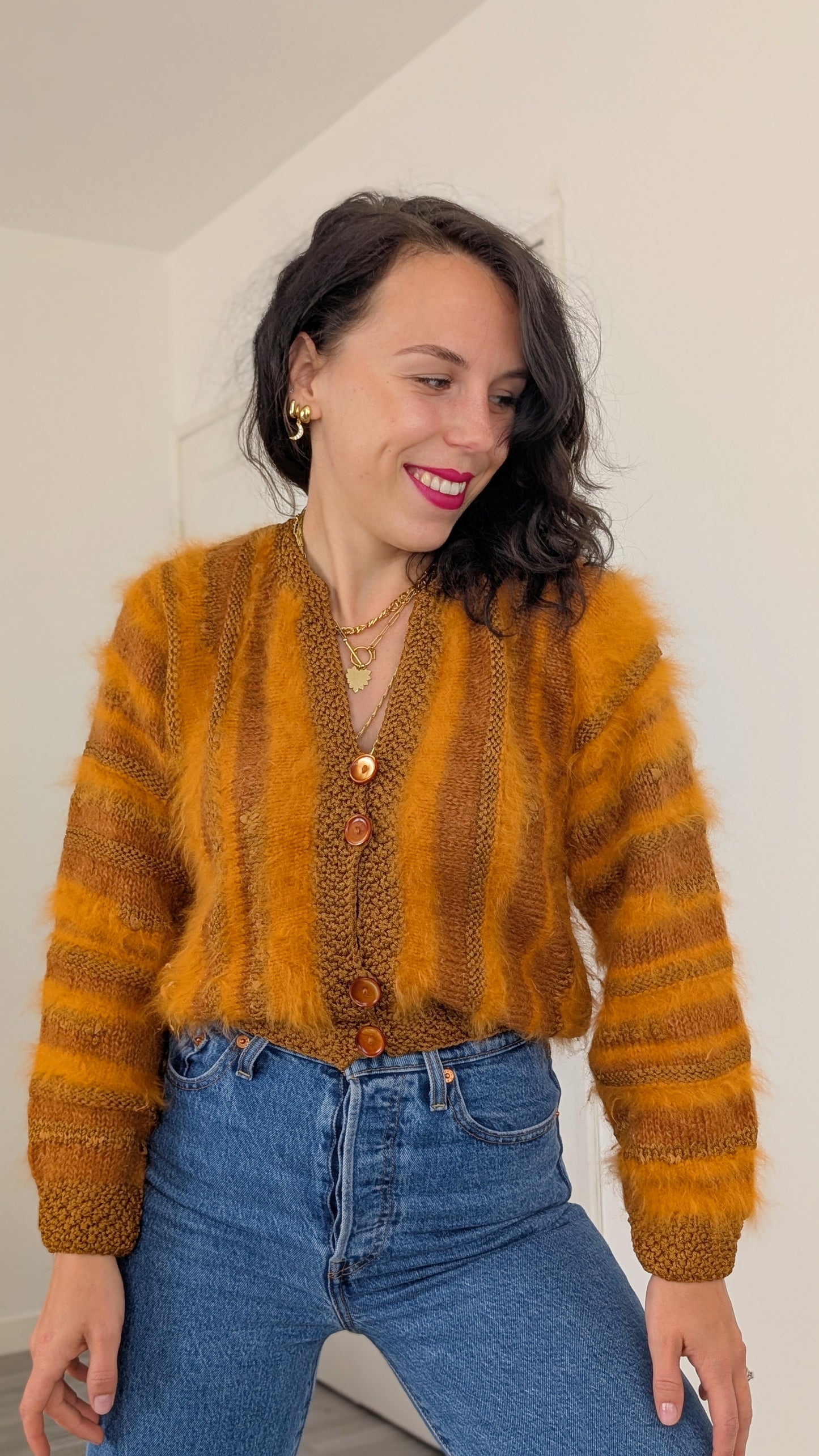 Cardigan angora fait main T36