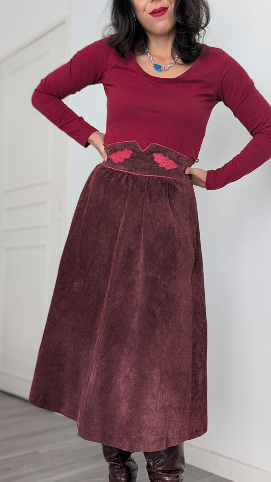 Jupe midi daim T40