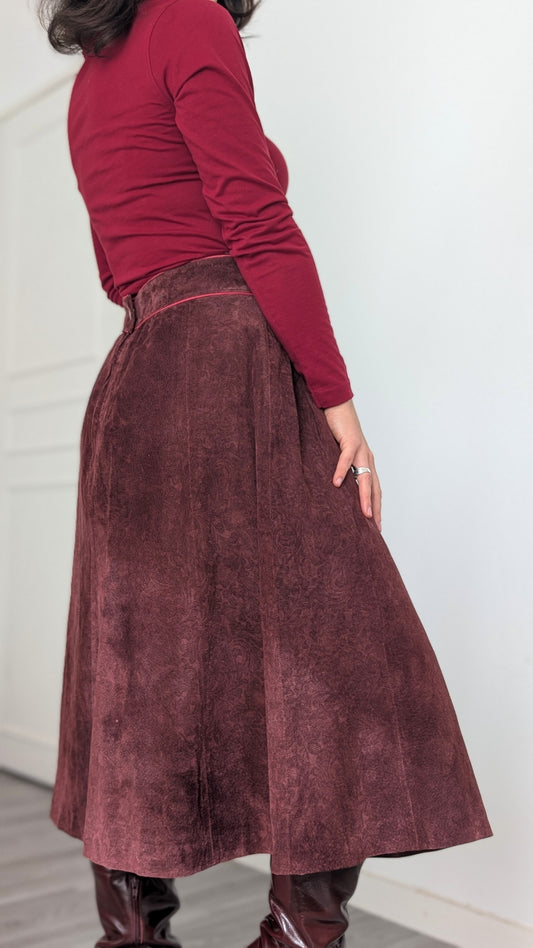 Jupe midi daim T40