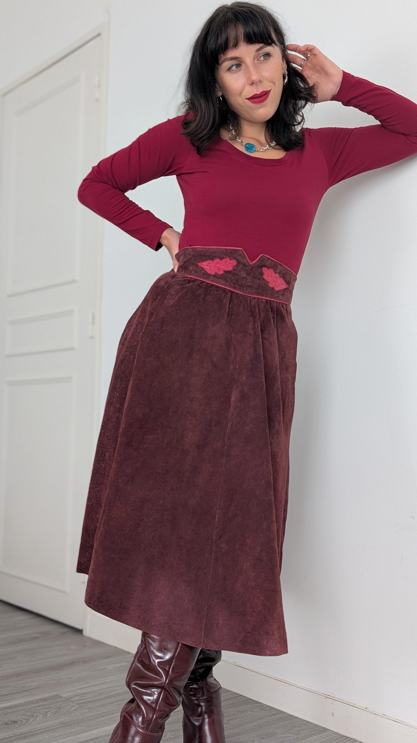 Jupe midi daim T40