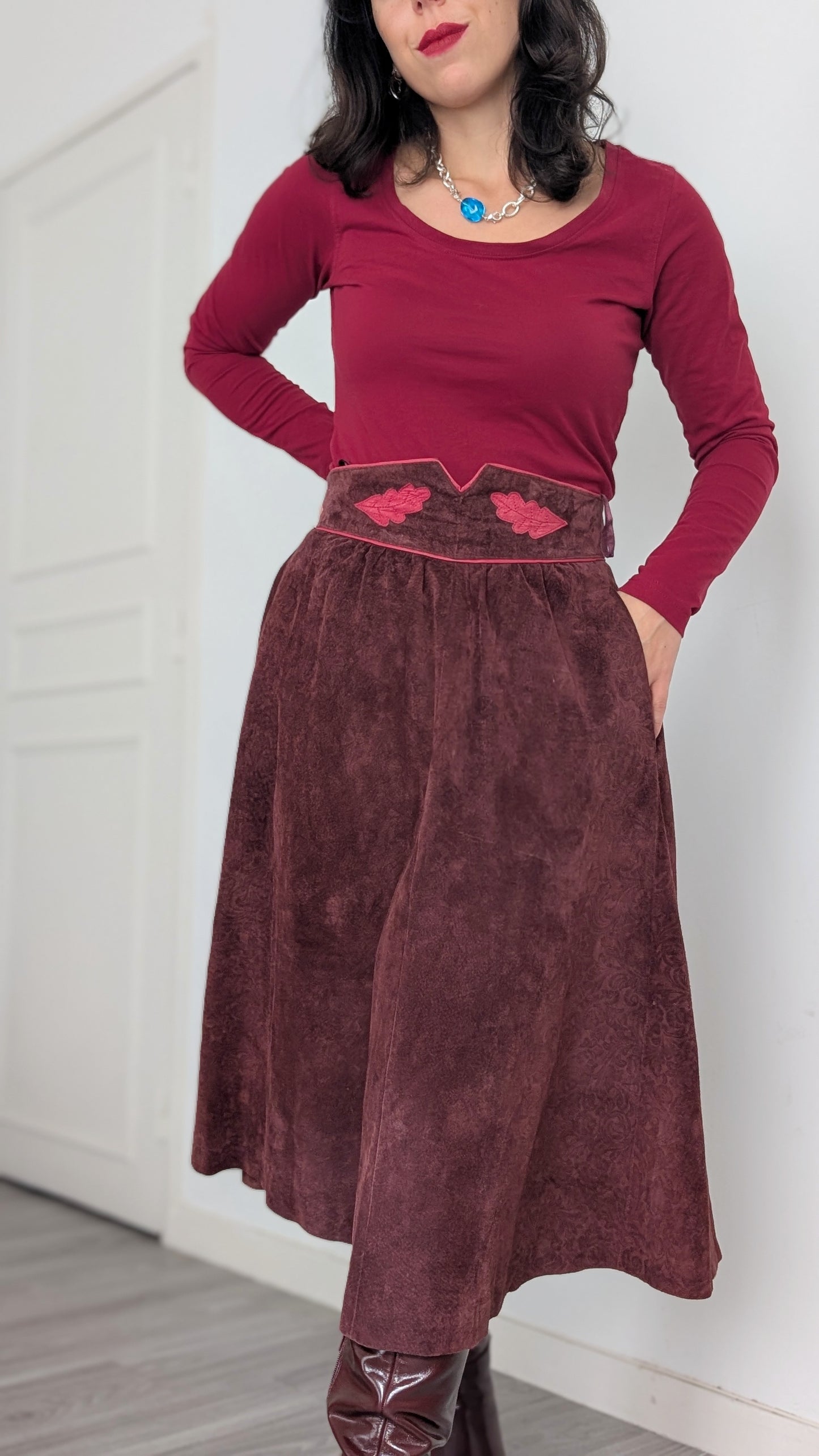 Jupe midi daim T40