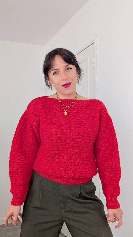 Pull tricoté main laine douce T36-38