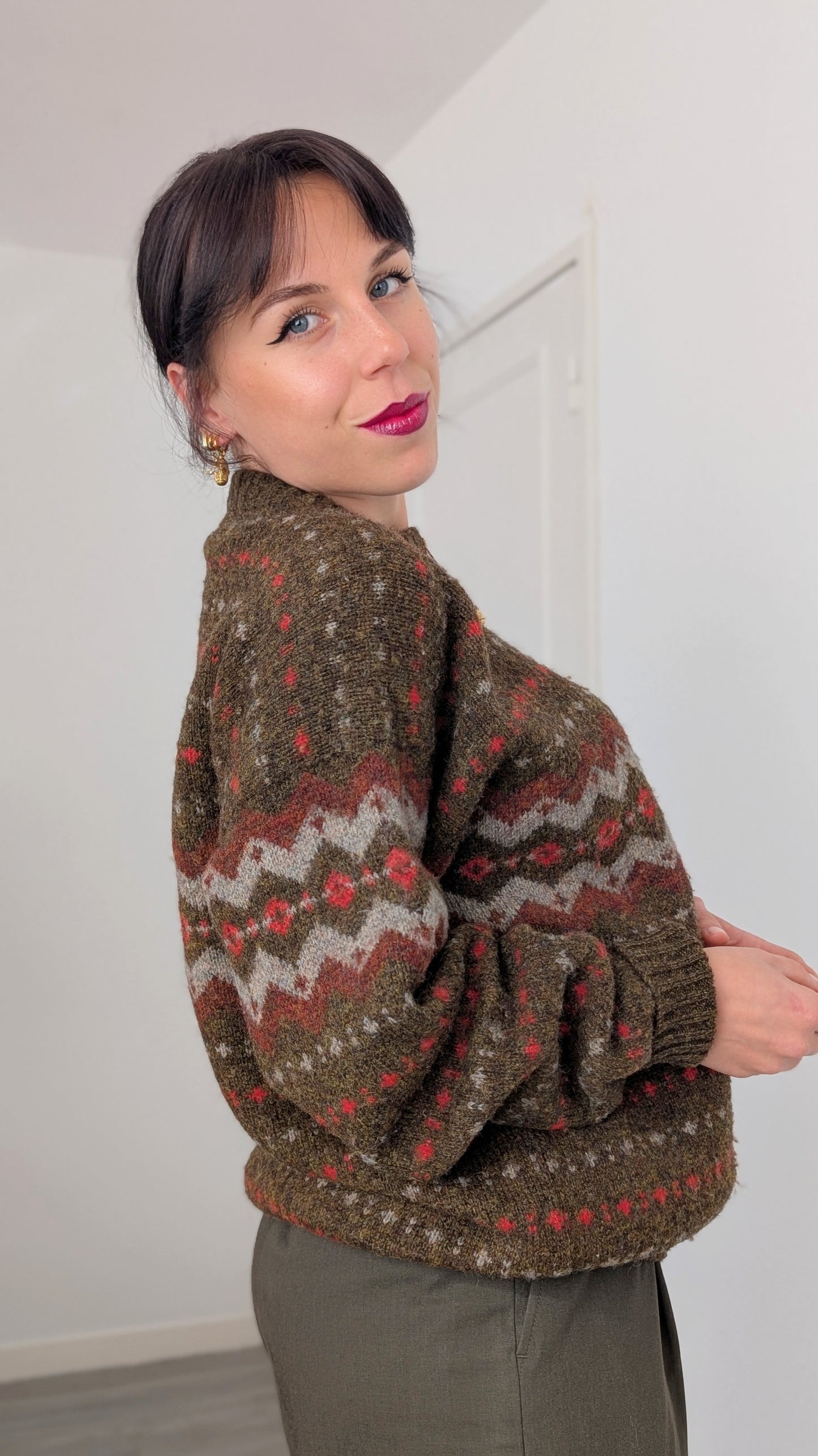 Pull écossais pure laine fait main T42-44