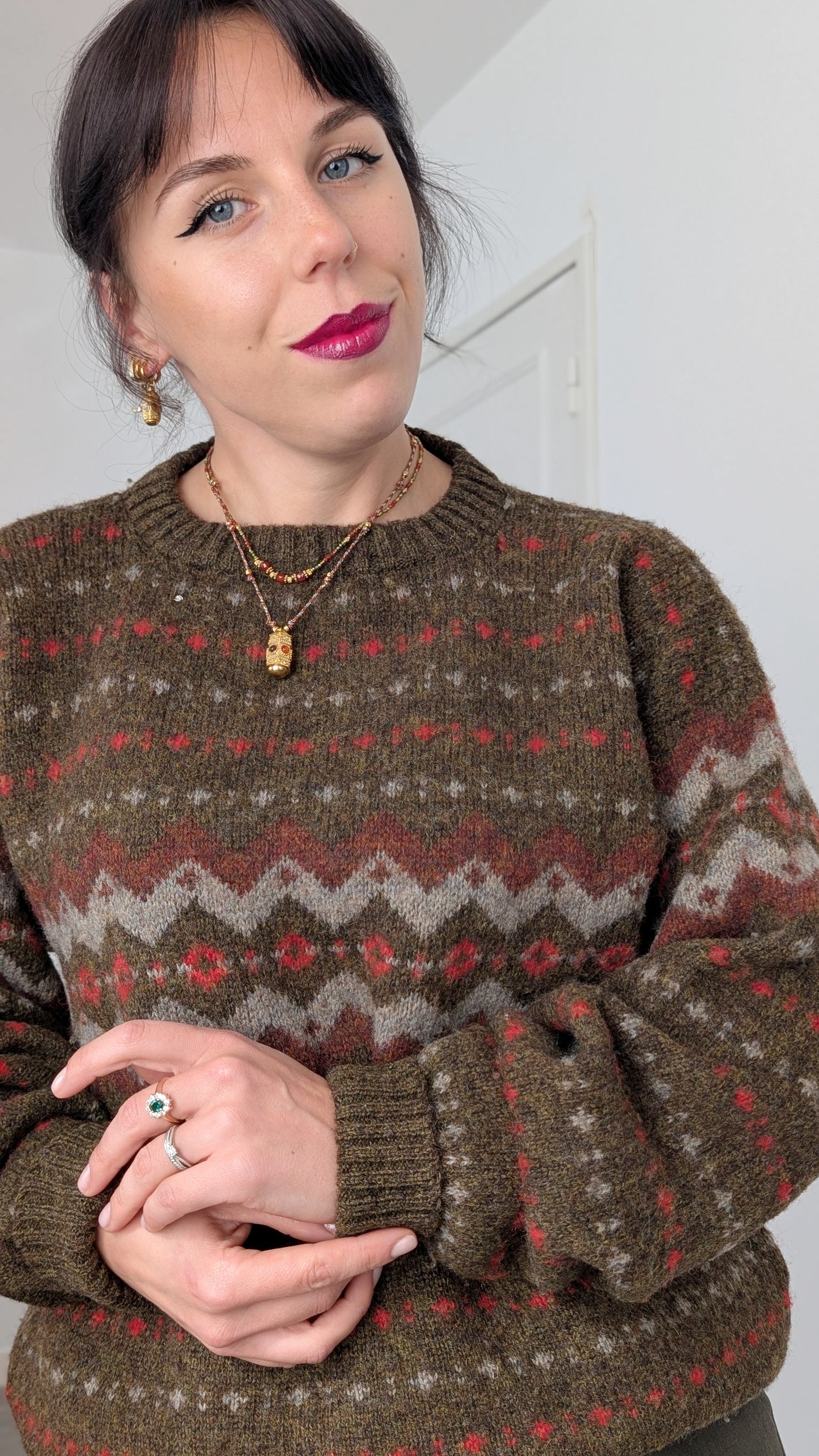 Pull écossais pure laine fait main T42-44