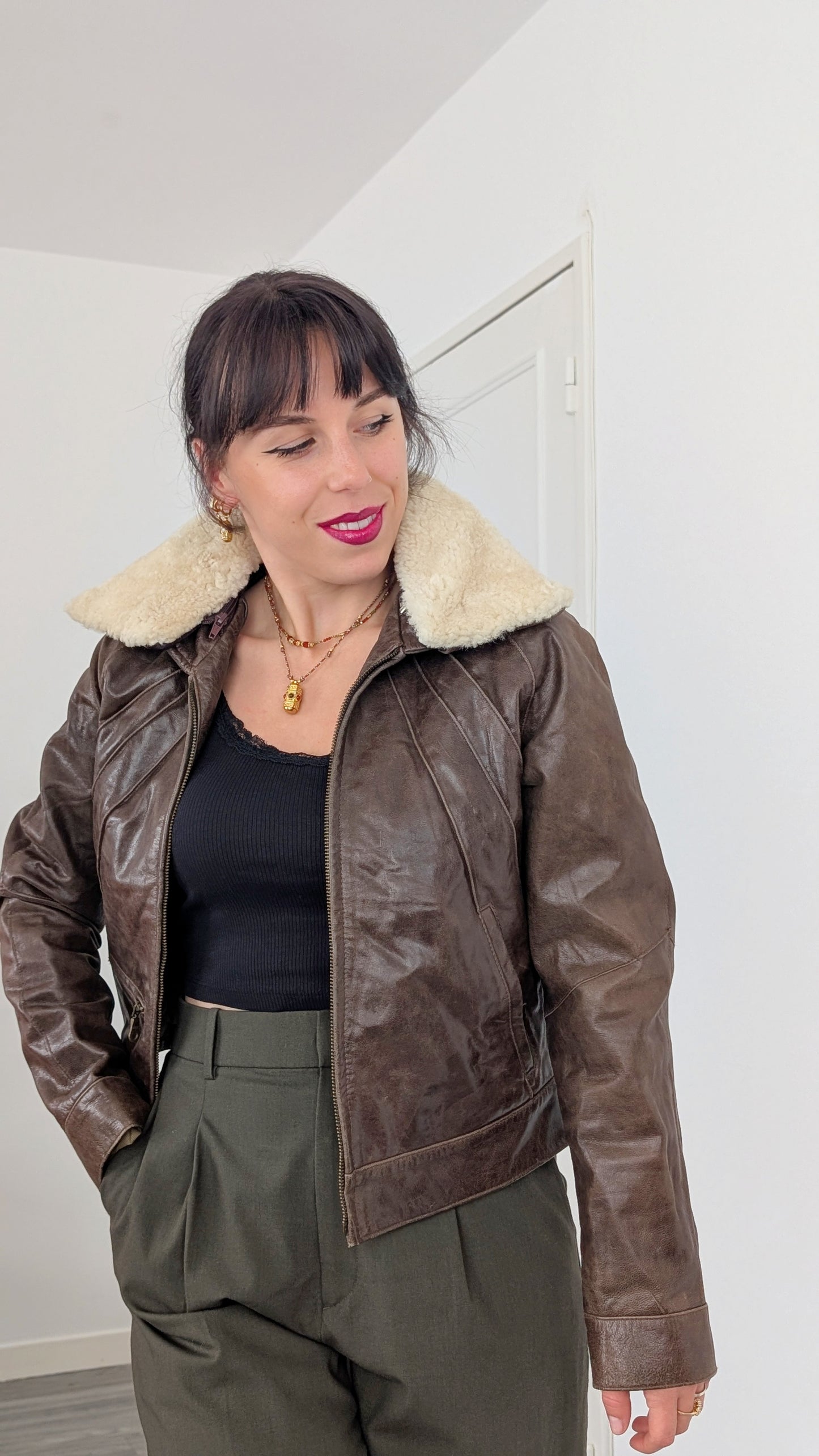 Veste/blouson en cuir et mouton T36